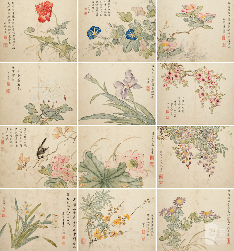 张季雯（清） 花卉册 - 图2
